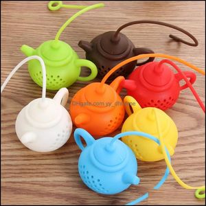 Kaffee -Tee -Werkzeuge Getränk Geschirr Küche Essbar Hausgarten Ll SILE Infuser Teekanne geformt wiederverwendbares Teassiste Te Dhk5h
