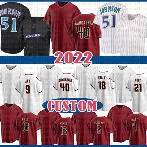 Personalizzato 51 Maglia da baseball Randy Johnson Arizona Madison Bumgarner Luis Gonzalez Christian Walker Carson Kelly Daulton Varsho Josh Rojas Josh VanMeter Ketel Marte