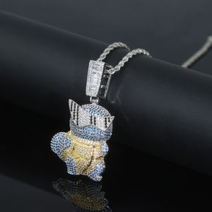 Iced Out Bling Cz Cute Turtles Hänge Halsband Micro Pave Cubic Zircon Herrmode Hip Hop Punk Smycken
