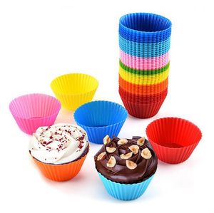 Silicone Cake Mold Baking Moulds Round Shaped Muffin Cupcake Molds Kitchen Cooking Bakeware Maker DIY Decorating Tools SN4543