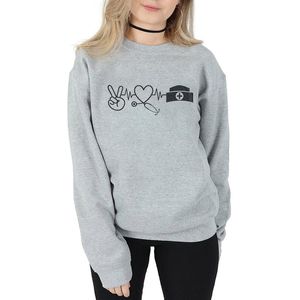 Bluzy bluzy bluzy damskie pokój miłość Heartlove Jumper Women Streetwear Autumn Pullover Crewneck Bluza Zabawne pielęgniarki z kapturem z kapturem