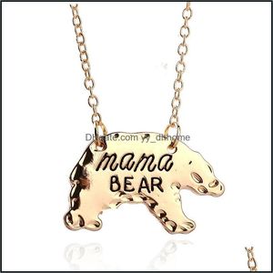 Collane con ciondolo Pendenti Gioielli Moda Oro Sier Tone Personalizzato Mama Bear Collana Madre Mamma Festa della mamma Regalo Drop Delivery 2021 D