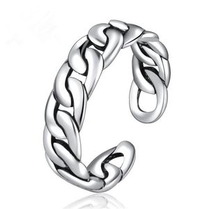 Cluster Rings Simple Vintage Twist Rope Ring Justerbar Thai Sterling Silver 925 For Women Christmas Jewel Girl Gift Cluster