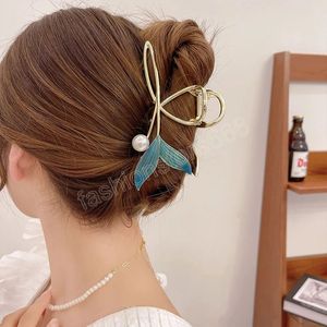 einfache Fischschwanz-Form-Haarklammer, elegante hohle Pferdeschwanz-Clips, geometrische Vintage-Perlenklammern, FRAUEN-HAAR-CLIP-ZUBEHÖR