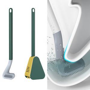Golf Silicone Toalettborstar med hållare Set Lång hanterad rengöringsborste svart modern hygieniska badrumstillbehör 220511gx