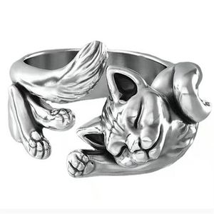 Band Ringe Nette Glück Katze Form Frauen Öffnung Ringe Silber Farbe Dance Party Finger Ring Zarte Mädchen Geschenk GC1195