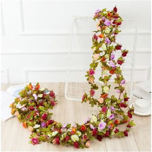 2,5 metros Rose Flores artificiais Garland de Natal para Casa Decoração da Sala de Casa Primavera Autumn Garden Diy Fake Plant Vine GC1449