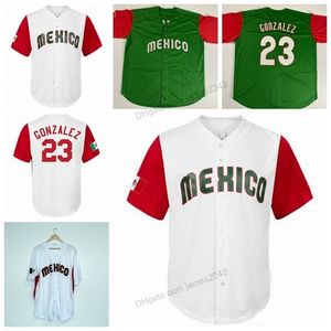Nikivip Custom Mexico Baseball Jerseys #23 Adrian Gonzalez zszyty biały zielony rozmiar 2xs-2xl 3xl Dowolne podarunek