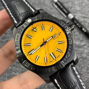 Top Orologio da uomo Movimento meccanico automatico di lusso Orologi Cinturino in pelle di alta qualità Orologi da polso con quadrante giallo grande