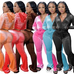 Women Velvet Tracksuits Hoodie Sport 2 Piece Set Velour Sweatsuits Zipper Jogging Suit Spring Clothes