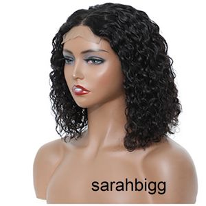 Krótkie krwawe peruki ludzkie włosy dla kobiet Brazylijskie afro naturalne luźne luźne głębokie fala wody przezroczystą koronkową przednich zamknięcie Pertal Q23B Q23B