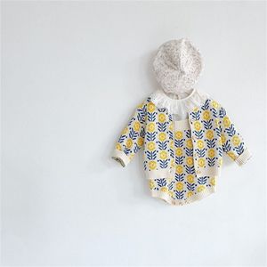 MILANCEL Set di abbigliamento per bebè primaverile Toddler Girls Cardigan lavorato a maglia Tuta floreale 2 pezzi Completo 220507
