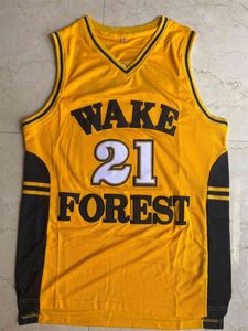 Xflsp 2022 College 100 % genäht Wake Forest Demon Deacons #21 Tim Dun Can College Basketball Schwarz besticktes Trikot S-3XL