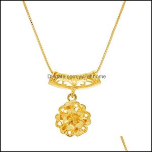 Pendant Necklaces Pendants Jewelry 24K Gold Plated For Women No Fading/No Allergies Flower Style Drop Delivery 2021 Vobcq