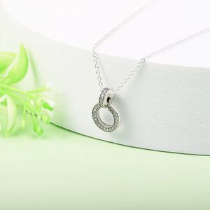 Collana in argento sterling 925 con pendente a doppio cerchio a forma di cuore per donna Uomo adatto per collane stile Pandora Gioielli regalo 399487C01-45