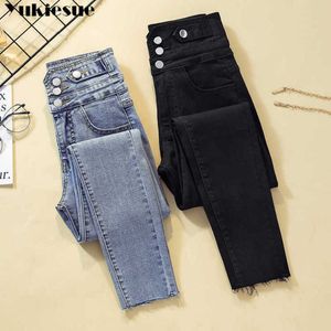 Jeans Highwaist Mulher Vintage Skinny Lápis Womans for Women Ripped Boyfriend Womens Plus Tamanho 210608