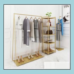 Golden Custom Color Clothing Racks Bedroom Furniture Landing Coat Hanger In Cloth Stores Iron Hat Frame Rack Mti-Functional Shoe Drop Delive