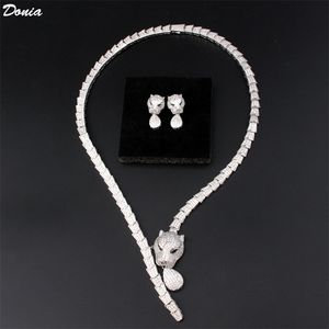 Donia-Schmuck, Luxus-Halskette, europäische und amerikanische Mode, Leopardenmuster, Titan-Mikro-Intarsien-Zirkon-Armband, Ohrringe, zweiteilige Designer-Bankettbox