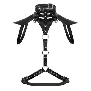 Set di reggiseni Uomo Finta pelle Cintura con imbracatura Anelli di metallo Maschile Halter Body Chest Punk Gothic Crop Top Sexy Bondage Rave CostumeBras