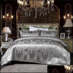 Yatak Setleri Malzemeler Ev Tekstil Bahçe Tasarımcı Yatak Bormanları Lüks 3pcs Set Jakar Yetenekli Yatak Sayfası İkiz Tek Kraliçe Kral Boyut