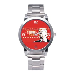 Trump 2024 Mężczyźni Zegarki Listy Retro Quartz Nastolatek Zegarek Nadgarstek 38mm Męski Pasek ze stali Nierdzewnej Automatyczny Ruch SL39 Mechanical Supporter Ins