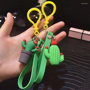 Keychains PVC Soft Glue Cactus för kvinnor män bil nyckel ringväska plånbok hänge 2022 år gåvor mode smycken enek22