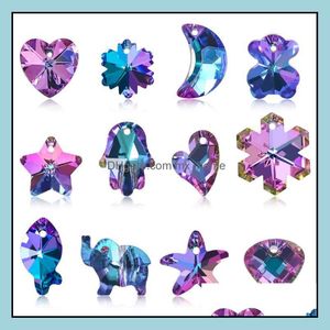 Crystal Glass Necklace Pendant Fantasy Purple Star Moon Snowflake Personality Creative Pendants Diy Earrings Phone Bracelet Jewelry Drop Del