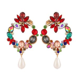 Dangle & Chandelier Ztech Imitation Pearl Pendant Flower Crystal Goth Style Luxury Rhinestone Earrings For Women Korean Fashion Jewelry Brin