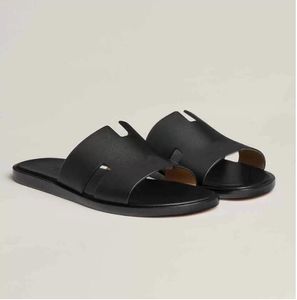 Elegant Summer Izmir Sandals Shoes Men Calfskin Leather Slip On Flip Flops Wide Slippery Flat Comfort Casual Walking Gentleman