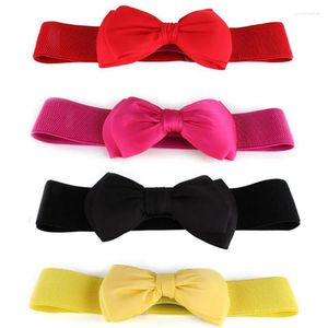 Belts Women Bowknot Cummerbunds Elastic Bow Wide Stretch Bukle Waistband Belt 12 Colors Fashion Girl Dress Accessories Waist BeltsBelts Emel