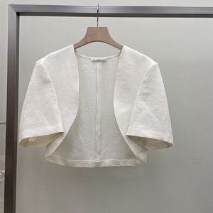 Женские куртки корейский летний темперамент с коротким рукавом с коротким рукавом белый костюм
