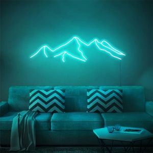 OHANEONK Insegna al neon Personalizzata Mountain LED Light Wall Window Hanging Setting Decorazione in acrilico per interni per la casa Camera da letto Decor 220623