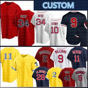 Custom Red Sox Baseball Jersey J D Martinez Trevor Story