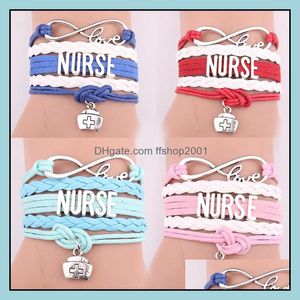 Charme Bracelets Bijoux Nouvelle Infirmière Tressé En Cuir Corde Trousse Médicale Sac Amour Wrap Bracelet Pour Femmes Fille Infirmières Jour Cadeau Drop Delivery 2021 Wp