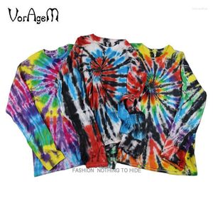 T-shirt da uomo Moda uomo Hip Hop Tie Dye artigianale T-shirt Autunno Uomo Personalità Spirale T-shirt in cotone colorato Manica lunga Streetwe