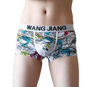 Underpants Men Boxers Mesh Elephant Pouch Sexy Underwear Slips Floral Print Boxershorts Hombre Big Penis PantiesUnderpants