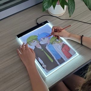 Creative Kids Toys Graphics Tablets A5 A4 A3 Storlek 3 Level Dimble Copy Board Sketching Practice Writing Tablet LED Ritning Pad Light Målningsverktyg