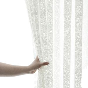 カーテンドレープ編みベッドルームのための花柄の薄いカーテンホーム装飾ホワイトチュールレースファブリックルームディバイダー1つのパネル2022-4curtain