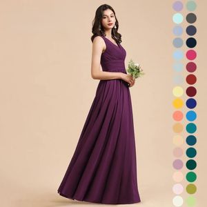 2022 Сделано изготовленные на заказ шифоновые платья подружки невесты фиолетовые сексуальные V-образные вырезы