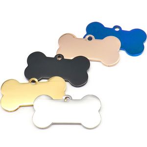 Partihandel 20st Bone Dog ID Tag krage rostfritt stål graverat halsbandskedja charm levererar husdjur katt tillbehör tom anpassad 220608