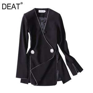 DEAT neue Vneck Flare Lseeves zwei Knöpfe schlank High Fashion Frauen Single Anzug OL sexy Jacke alle passen WD61801XL 201106