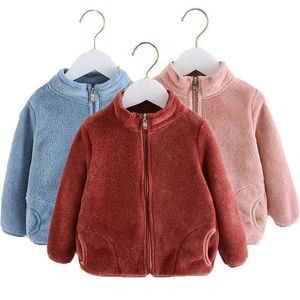 2021 nuova primavera autunno peluche ragazze ragazzi cappotto caldo maglione di flanella giacca per bambini compleanno regalo di Natale J220718