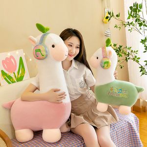 Fabryka hurtowa 3 kolor 23 cm urocza muzyka słuchanie alpaca lalka mityczna zwierzęta poduszka pluszowa zabawka prezent dla dzieci