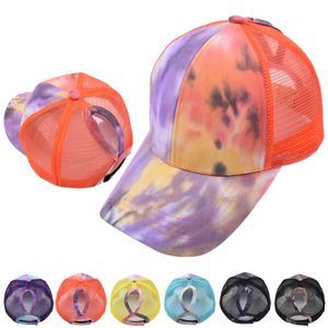 Fashion Summer Women Tie-dye Baseball Caps Ponytail Mesh Breathable Caps Female Outdoor Snapback Hip Hop Hats AdjustableXDJ225