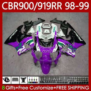 Corpo de OEM para Honda CBR900RR CBR919RR 98RR 900RR 98 99 Roxo Blk Bodywork 127No.172 CBR919 CBR900 RR CBR 900 919 RR CC 1998 1999 900cc 919cc 1998-1999 Kit de justo