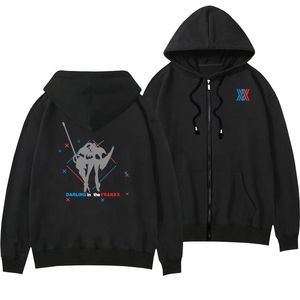 Herren Hoodies Sweatshirts Darling In The Franxx Zipper Hoodie Schwarz Kapuzenjacke Zero Two 02 Cosplay Mantel Streetwear Tops Anime CostumeMe