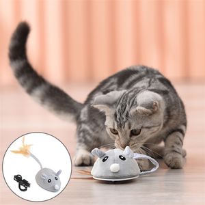 Smart Sensing Mouse Toys Cat Toys Interactive Elétrico Toy de pelúcia Cat Teaser Auto-tocando USB Charging Kitten Rice Toys for Cats PET 220423