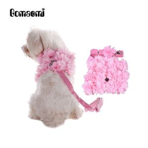 Gomaomi Princess Floral Pet Collar Cat & Dog Harness Matching Lead Leash Puppy Clothes Cat Accessory 201101