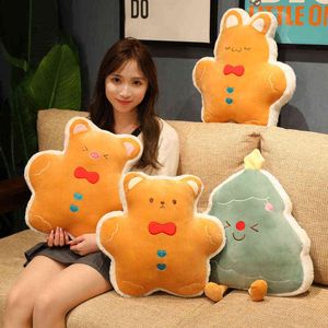 Cm Cute Gingerbread Man Cuddle Cartoon Biscuit Filled Soft Christmas Tree Pillows Kawaii Bear Rabbit Hand Warmer Kids gift J220704