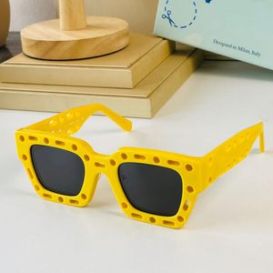 Güneş gözlükleri çapraz desen güneş gözlükleri mercer klasik kare tam çerçeve sarı siyah ow erkekler meteor kesim gözlükleri uv400 koruyucu lensler kadınların güneş gözlüğü 2024